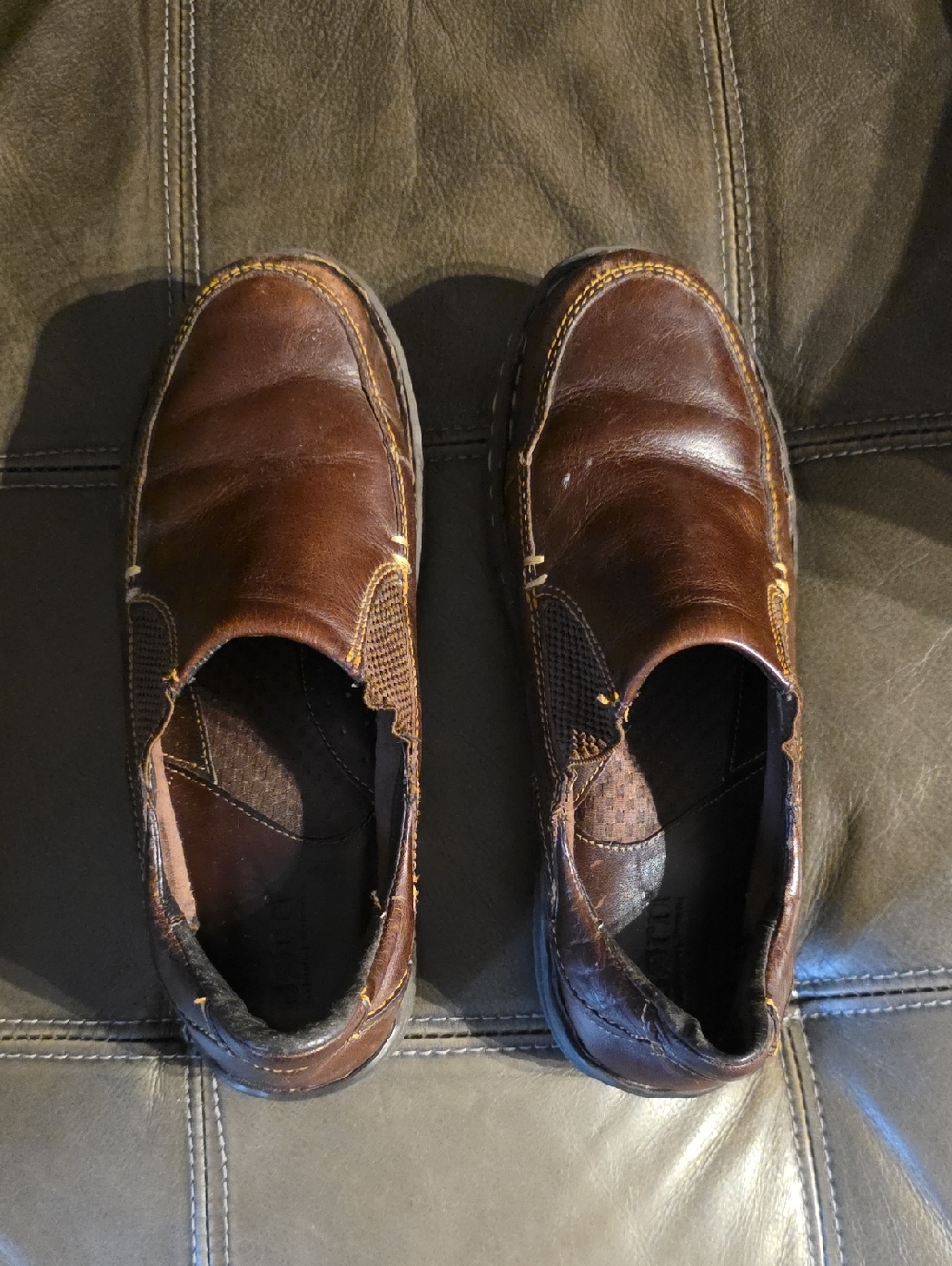 Born Brown Leather Slip-On Loafers